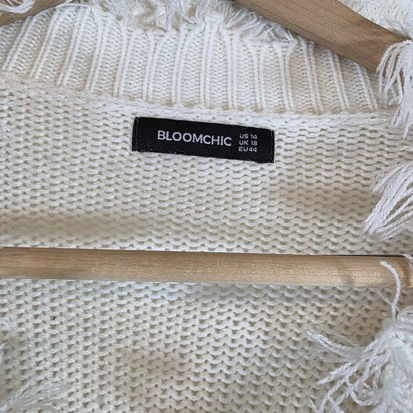 Bloom Chic Knit Sweater Red Heart Fringe Hems/cuff Size 14 - Picture 7 of 13